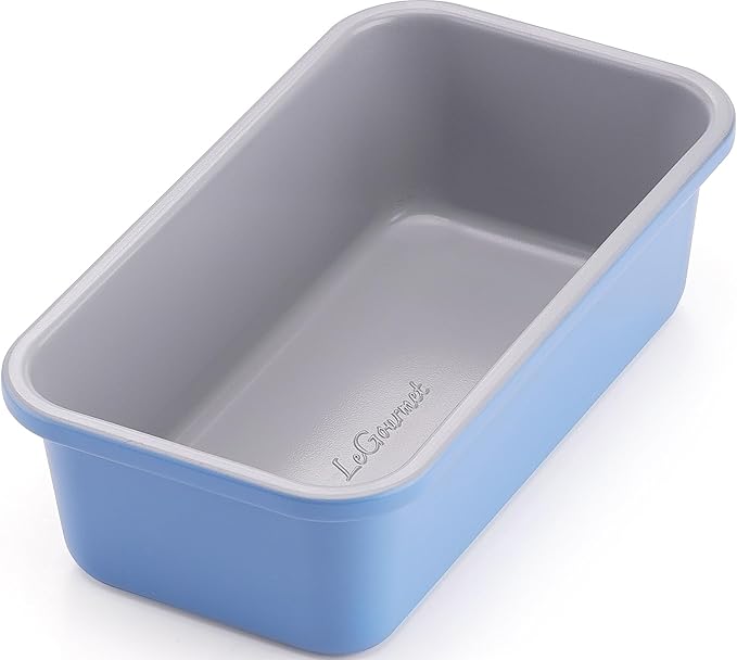 LeGourmet Nonstick Bread Loaf Pan 9 X 5 Inch, Ceramic Coating, Non-Toxic, Rust Resistant Aluminized Steel, Perfect 1 lb Baking Dish for Meatloaf, Pound Cake & Brownie (Butter 2pcs)
