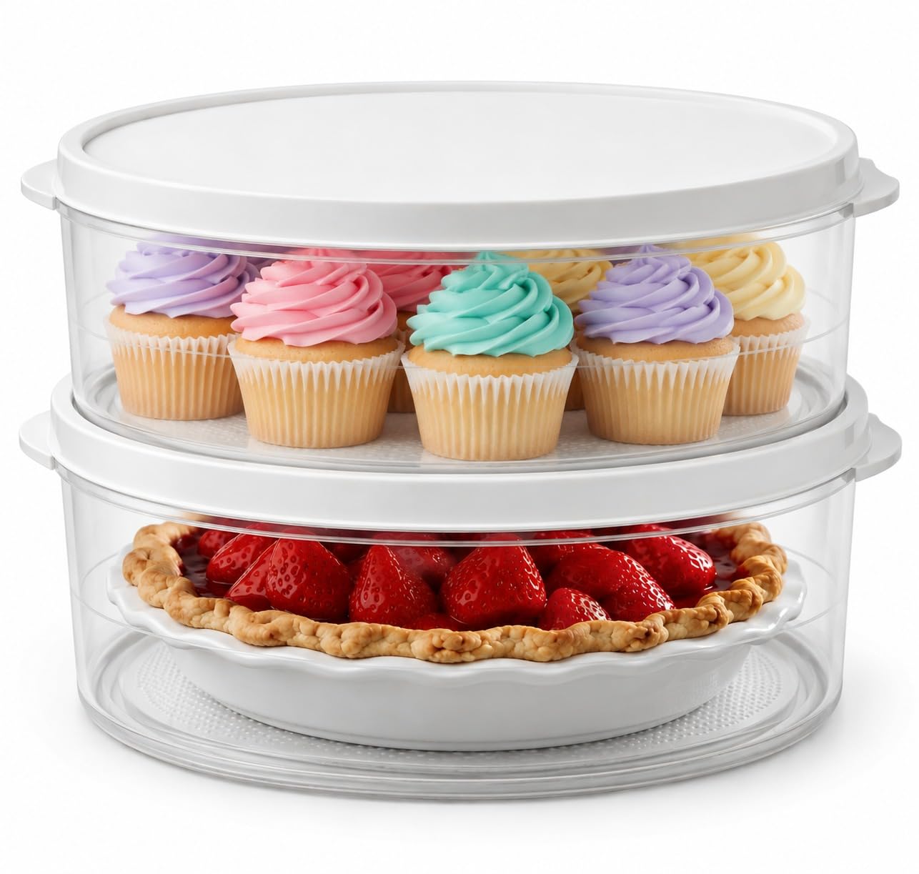 Evelots Pie Container with Lid, 2-Pack, 11-Inch, Clear, BPA-Free