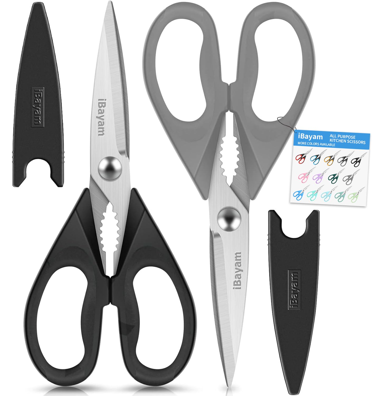 iBayam Kitchen Scissors Shears All Purpose Heavy Duty, Protective Sheath