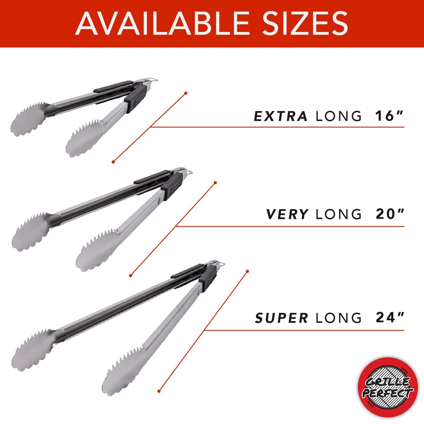 Grill Tongs 16-Inch Extra Long Heavy Duty for Grilling and Barbecue Heat Resistant Hand Grips Stainless Steel for BBQ Outdoor Kitchen and Cooking Hot Grilled Food
