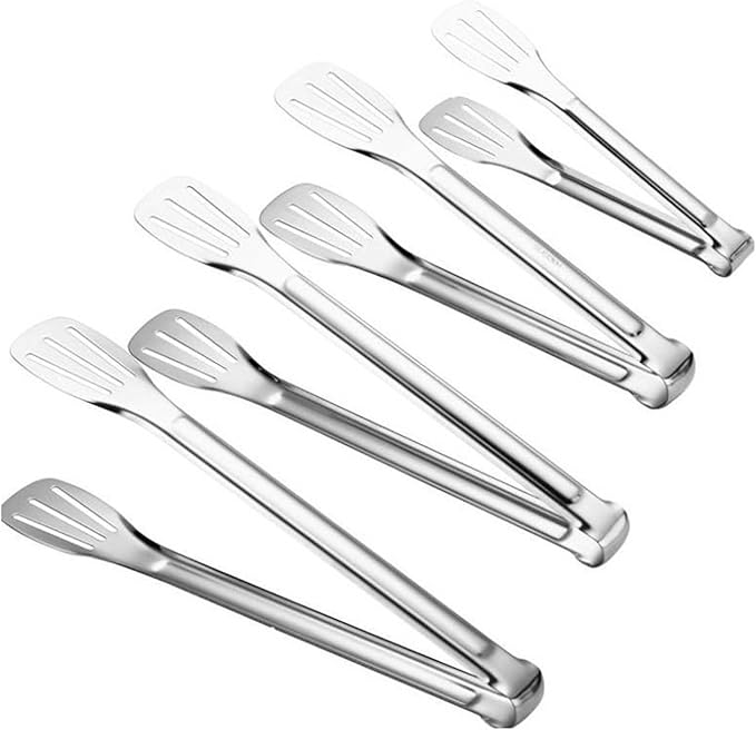 2 Pack Kitchen Tongs Stainless Steel Locking Cooking Barbecue Grilling Food Tongs Kitchen Clamps Sturdy High Resistant Heat Tongs (2PC (7inch and 12inch))