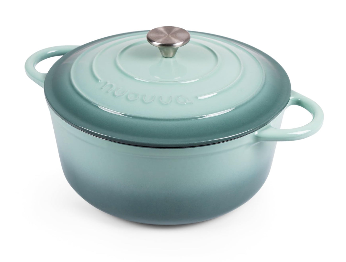 Nuovva Enamelled Cast Iron Dutch Oven Pot with Lid – 6.4 Quart Non Stick Casserole Pot – Heavy Duty & Oven Safe up to 500° F for Bread Baking, Braising, Stews, Roasting – 28cm Black