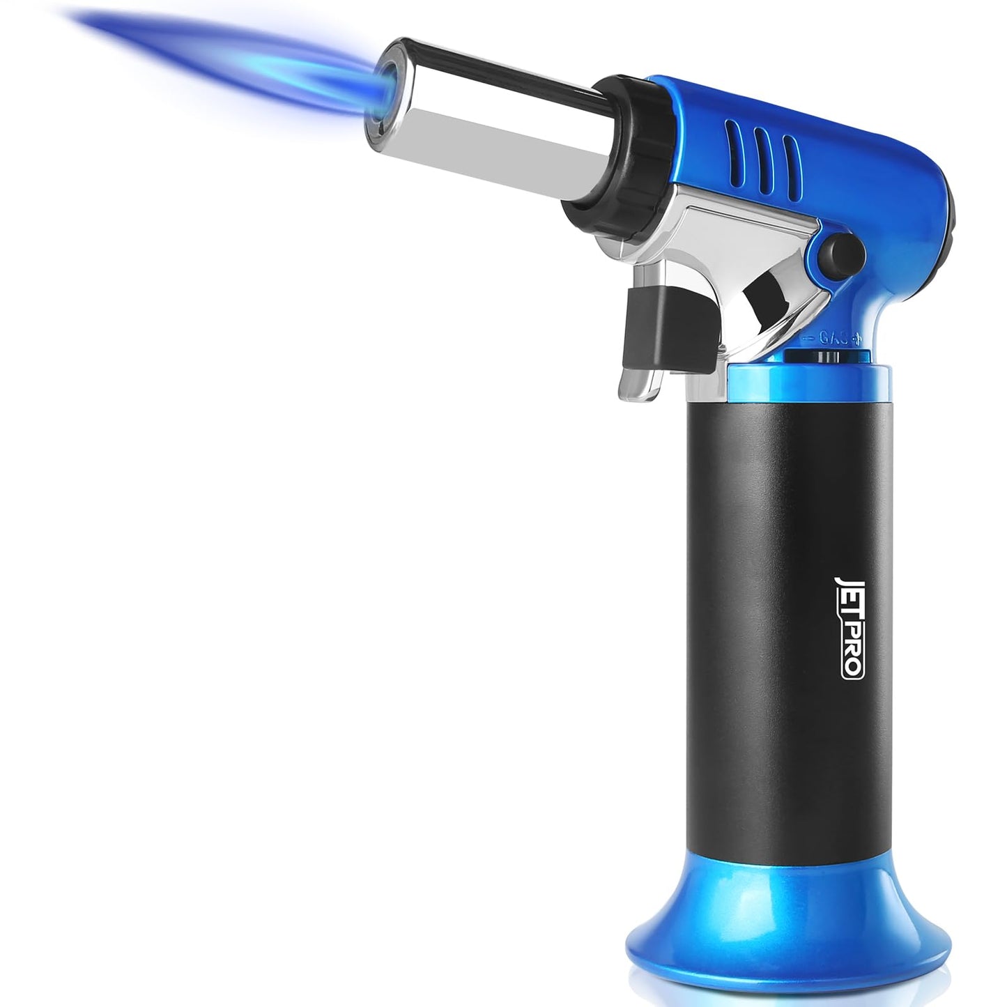 JETPRO Butane Torch Lighter Refillable with Adjustable Flame Kitchen Torch for Creme Brulee Baking BBQ Cooking Soldering One Hand Operation with Fuel Window Safety Lock (Butane Gas Not Included)