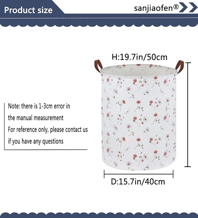 Kids Laundry Hamper,Flower Laundry Basket Collapsible Girls Storage Baskets for Home Decor,Office,Home Organizer,(Dried flowers