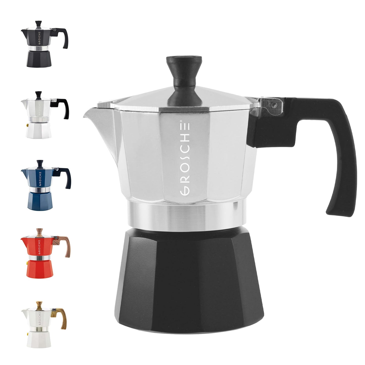 GROSCHE Milano Stovetop Espresso Maker Moka Pot 6 espresso Cup, 9.3 oz Blue