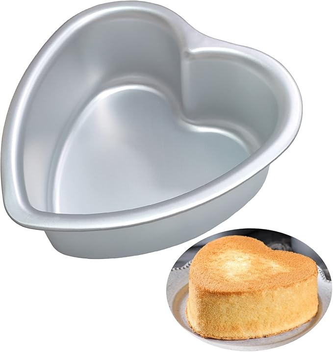 kefyixc 9 Inch Heart Shaped Cake Pan Set of 2, Aluminum,2 Inch Deep, Heat-Resistant Baking Cake Pan for Wedding, Party, Family Occasions, Chocolate, Bread. (9 x 2 Inch,Set of 2)