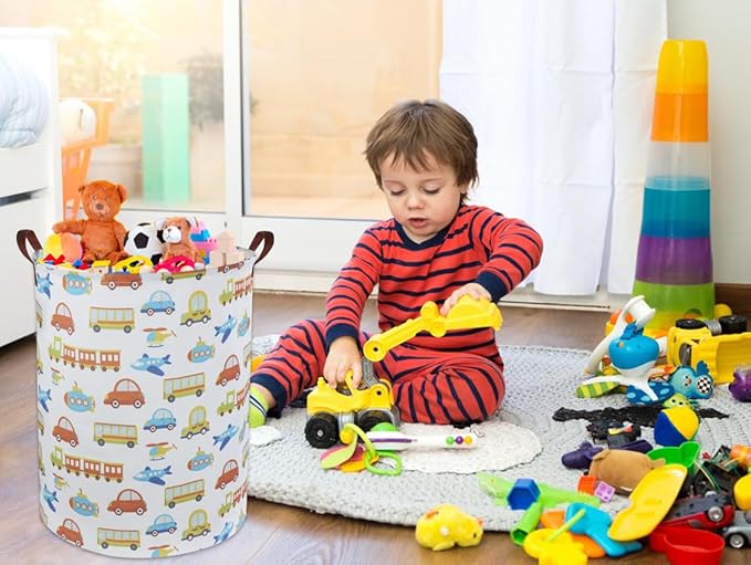 HIYAGON Kids Laundry Basket Kids Hamper Car Toy Storage Bin for Boys Room Decor Nursery Hamper Gift Baskets for Bedroom Bathroom(Car)