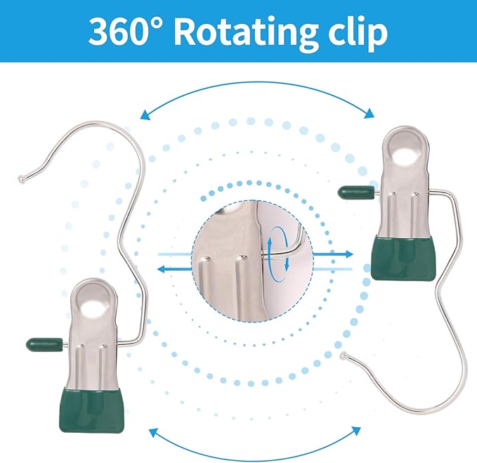 30 Pack Heavy Hanger Clips for Closet, Laundry Hooks Hanging Clips with, Clothespin for Clothes Pants,Clothes Pins Multi-Purpose Clip Big Hangers & Pants Clip Hangers for Hats Socks Towels Travel