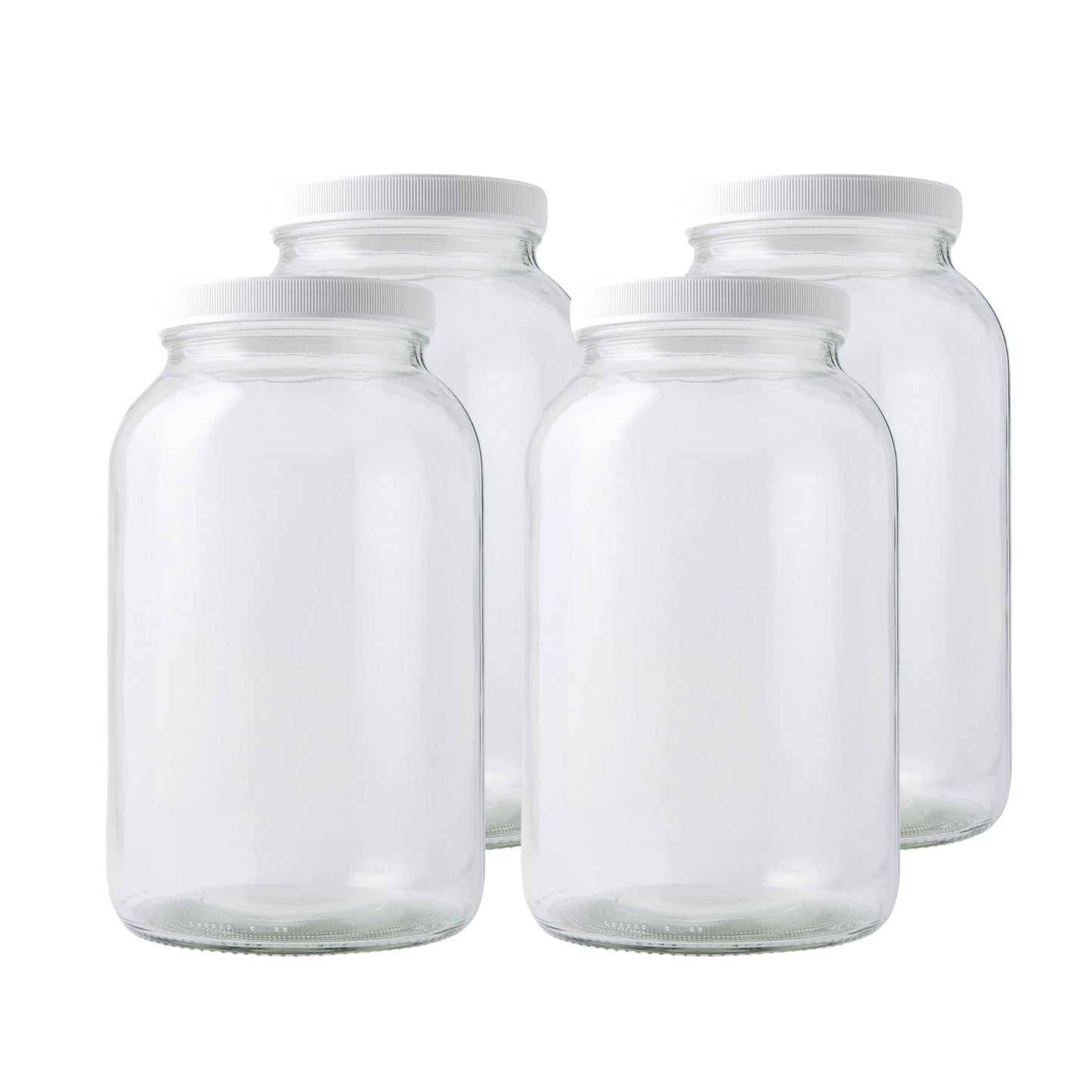 4-Pack 1 Gallon Glass Jar with Lid | Wide Mouth Food Storage Canisters