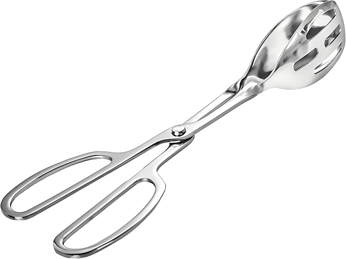 KBBYT Kitchen Tongs for Cooking for Buffet Party Catering - Stainless Steel Salad Tongs for Food Bread Cake Bake Dessert, 10-Inch Serving Tongs for Grill, Steak, Barbecue, Scissor Design (1 Pack)