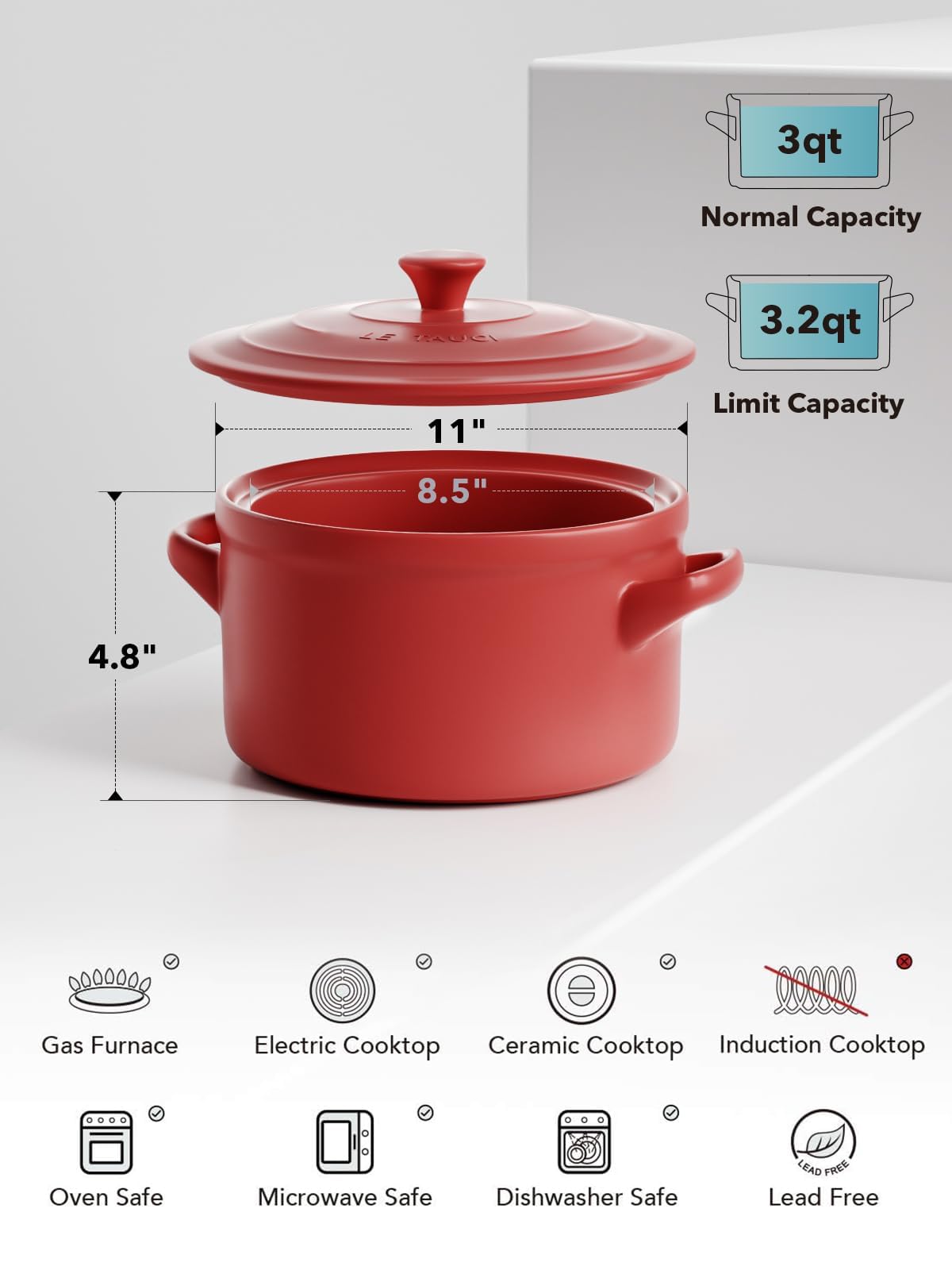 LE TAUCI 3 QT Ceramic Bread Baker with Lid for Sourdough, Covered Bread Baking Pot with Natural Steam Retention, Oven Safe to 500°F, Silicone Bread Sling Included, Forest Green