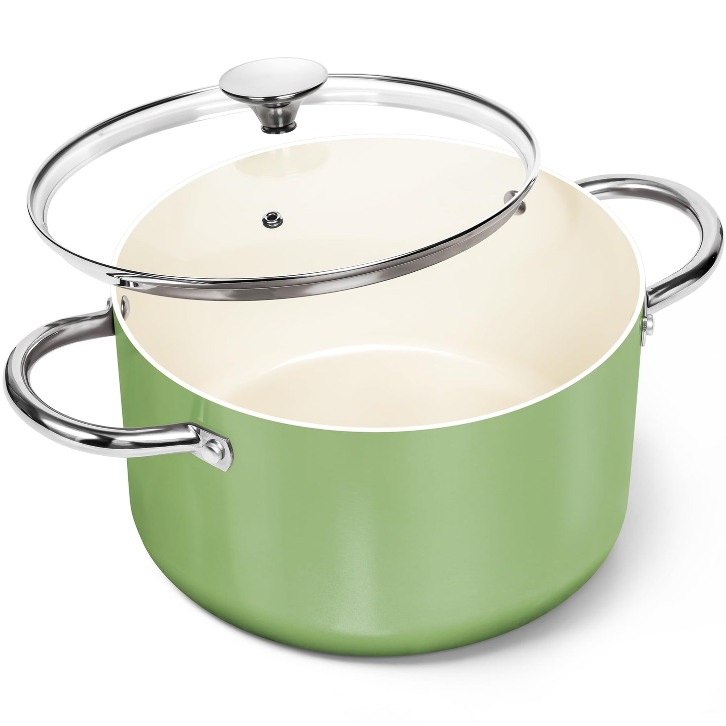 MICHELANGELO Ceramic Stock Pot with Lid, 6 Quart Pot with Nonstick Coating, Induction Cooking Pot for Induction and All Stovetops - 6QT, Black