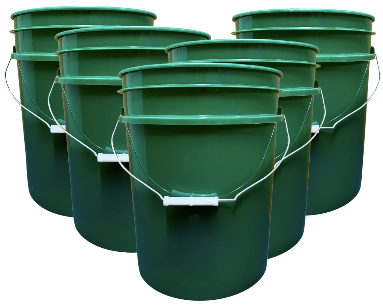 House Naturals 5 Gallon Premium HPDE Plastic Bucket - Made in USA Food Grade Container, BPA Free All Purpose Pail (5, Red)
