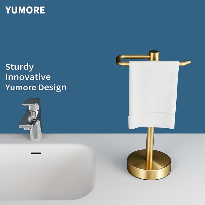 YUMORE Hand Towel Holder Stand Countertop Towel Rack Free Standing Towel Bar Hanger for Bathroom Kitchen