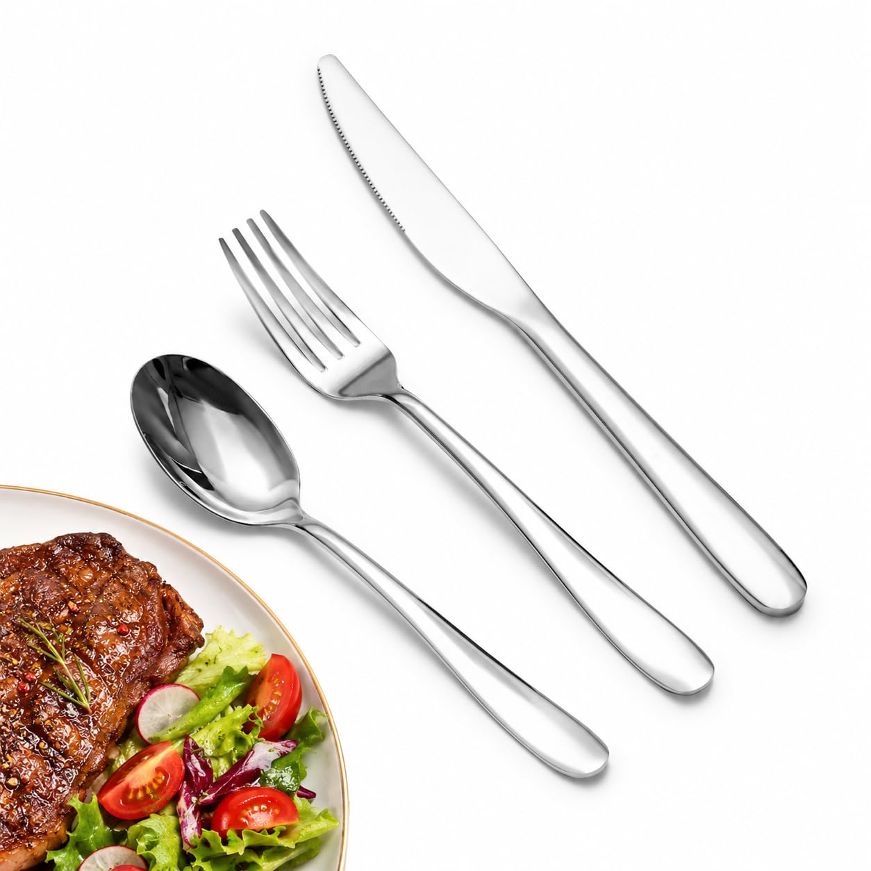 SANTUO Dinner Knives,12 Piece Dinner knife Set,18/10 Stainless Steel Silverware Set Dinner Knife For Home,Kitchen,Restaurant and Hotel,Mirror Polished& Dishwasher Safe