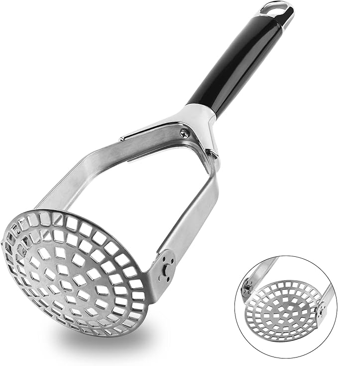 Joyoldelf Heavy Duty Potato Masher, Stainless Steel Integrated Masher Kitchen Tool & Food Masher/Potato Smasher with Non-slip Handle, Perfect for Bean, Vegetable, Fruits, Avocado, Meat