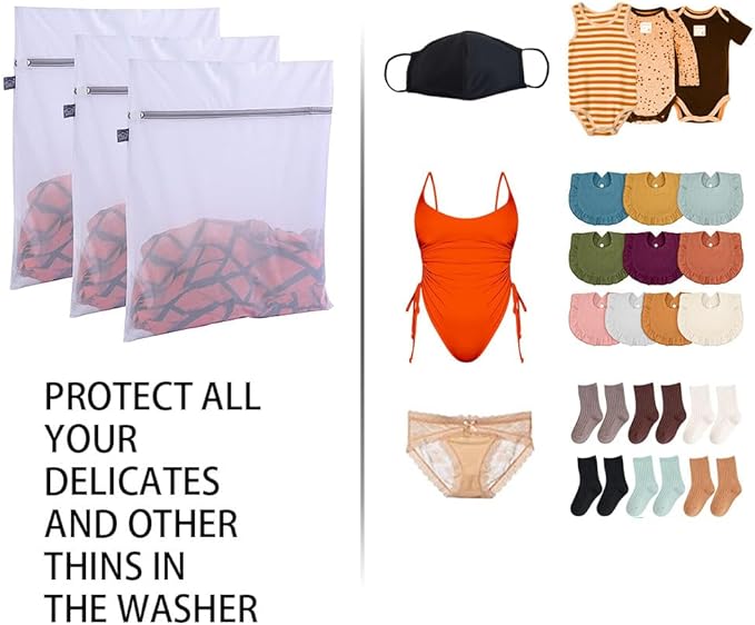Kimmama Lingerie Bags for Washing Delicates, Garment Bag for Washing Machine, Mesh Laundry Bags for Cleaning Clothes, Tie, Scarf, Socks, Stockings, Shirts, Toys, 3S