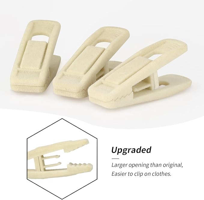 Tinfol Velvet Hangers Clips, 80 Pack Pants Velvet Clips, Beige Strong Finger Flocked Clips, Clothes Hanger Clip, Perfect for Use with Slim-line Clothes Velvet Hanger