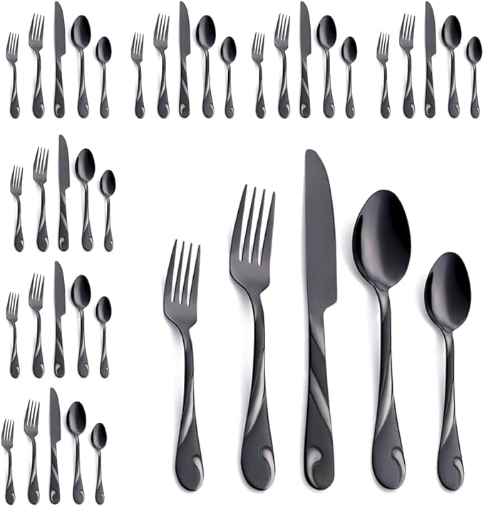 Seeshine Gold Stainless Steel Flatware Set for 8, 40-Piece Silverware Set