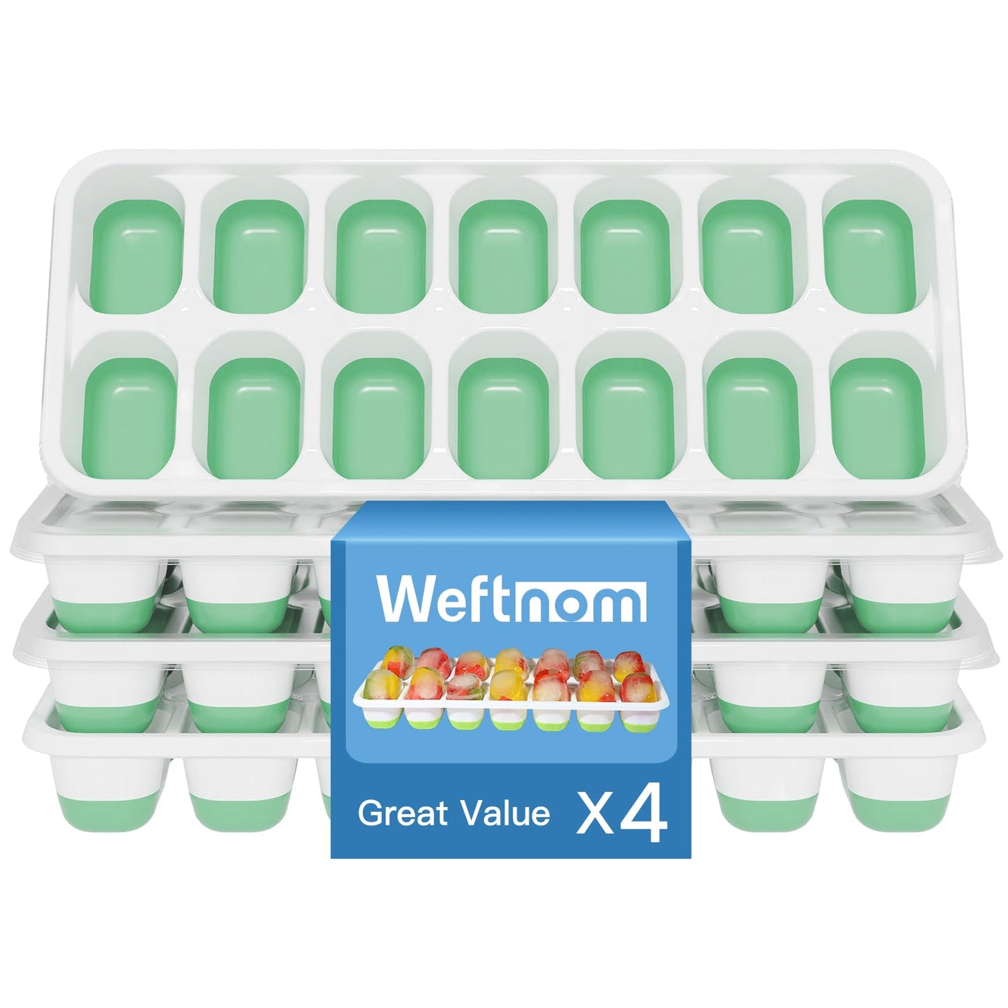 Ice Cube Tray, Ice Cube Trays for Freezer 3 Pack with Lids, Ice Tray Easy-Release, Ice Trays for Freezer Stackable, Silicone Ice Cube Tray for Drinks, Coffee - BPA-Free and Odor-Free