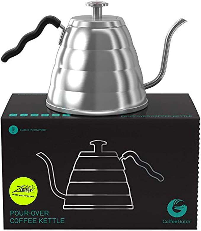 Coffee Gator Gooseneck Kettle with Thermometer - 34oz
