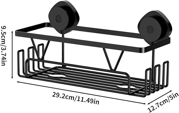 ZUNTO Suction Cup Shower Caddy with Hooks for Bathroom, No Drill and Reusable, Removable Shower Shelf for Organizer and Storage, Damage-free with Large Capacity for Wall