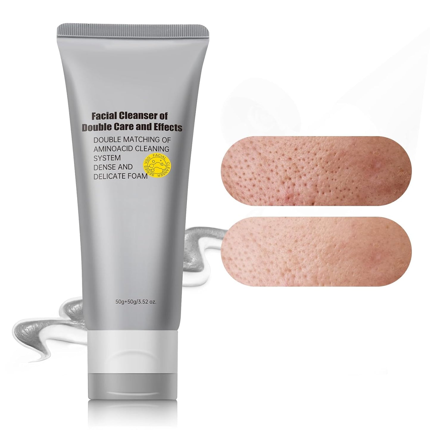 Gentle Exfoliating Face Wash for Deep Pore Cleanser and Blackhead Removal, Facial Cleanser for Oily Skin & Sensitive Skin, Double Cleansing Daily Facial Wash with Hyaluronic Acid + Glycerin, 3.52 Oz