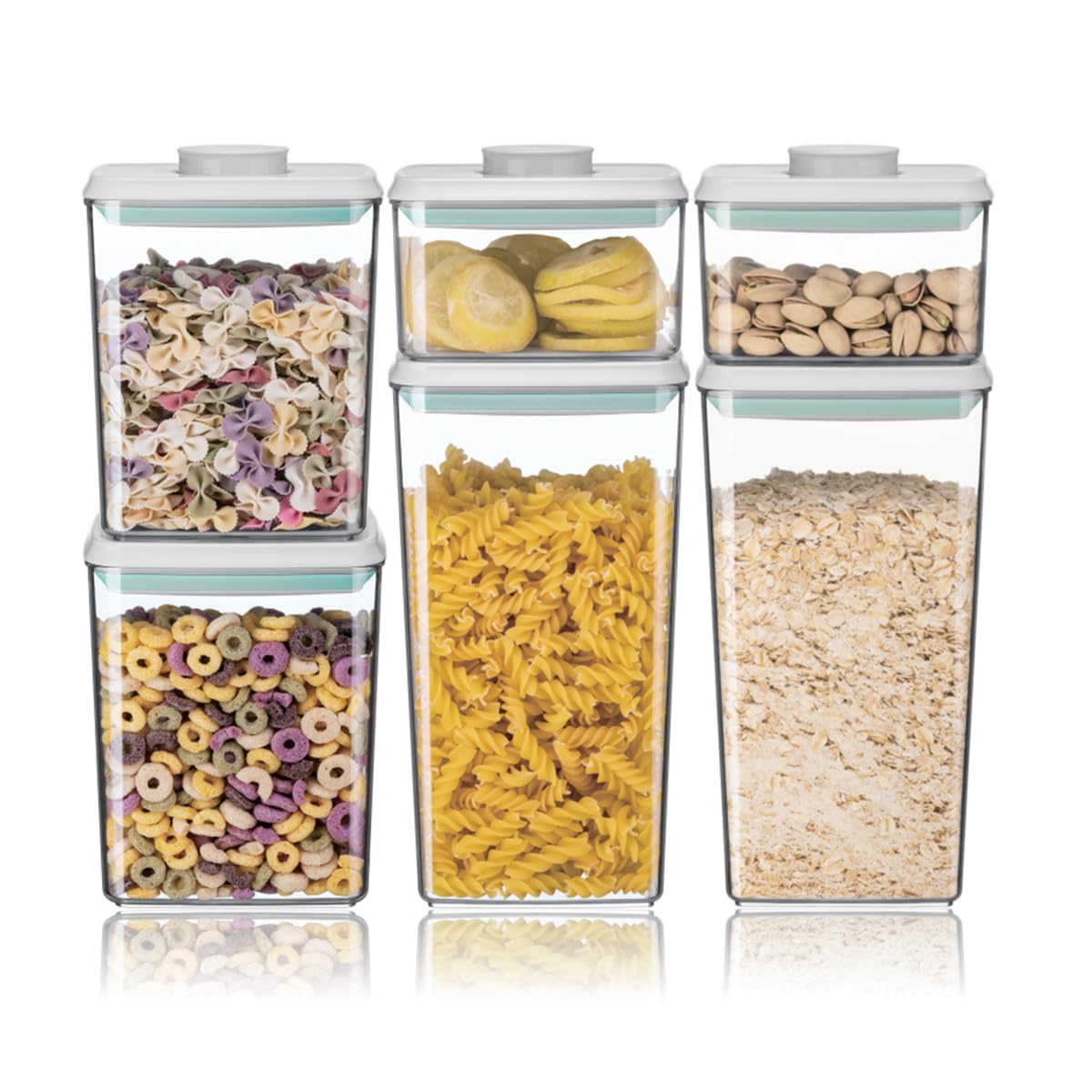 Food Storage Containers with Lids Airtight- 3Pcs BPA-Free Kitchen and Pantry Organization Pop Containers, Leakproof Stackable Kitchen Storage Containers for Cereal, Flour, Sugar (0.5, 1.2, 1.8 QT)