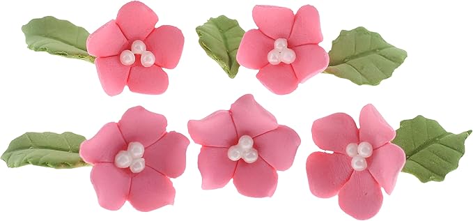 Global Sugar Art 24-Count Mini Peach Edible Flowers Cake Decorations