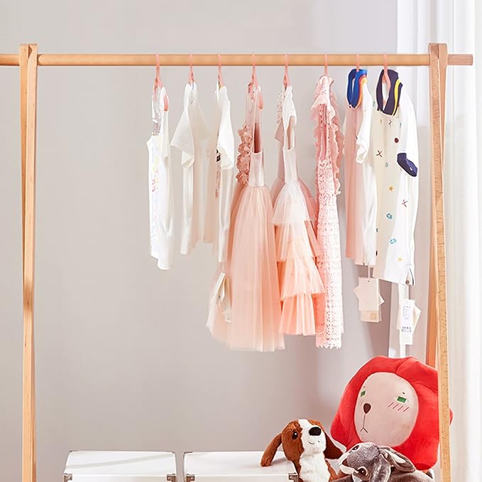 60 Pack Pink Kids Hangers 11.6 Inch - Baby Clothes Hangers for Toddler & Child, Durable Plastic Children's Hangers for Closet, Pants, Coats, Skirts (Non-Slip, Space-Saving)