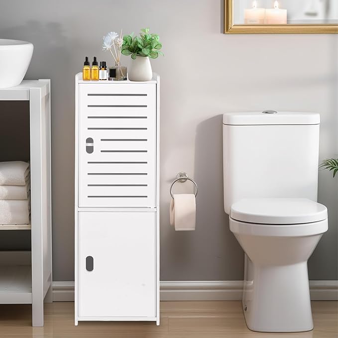 ShellKingdom Toilet Paper Holder Stand, Small and Slim Bathroom Storage Cabinet for Bathroom Small Spaces, 29.7 x 9.5 x 8.7 inch