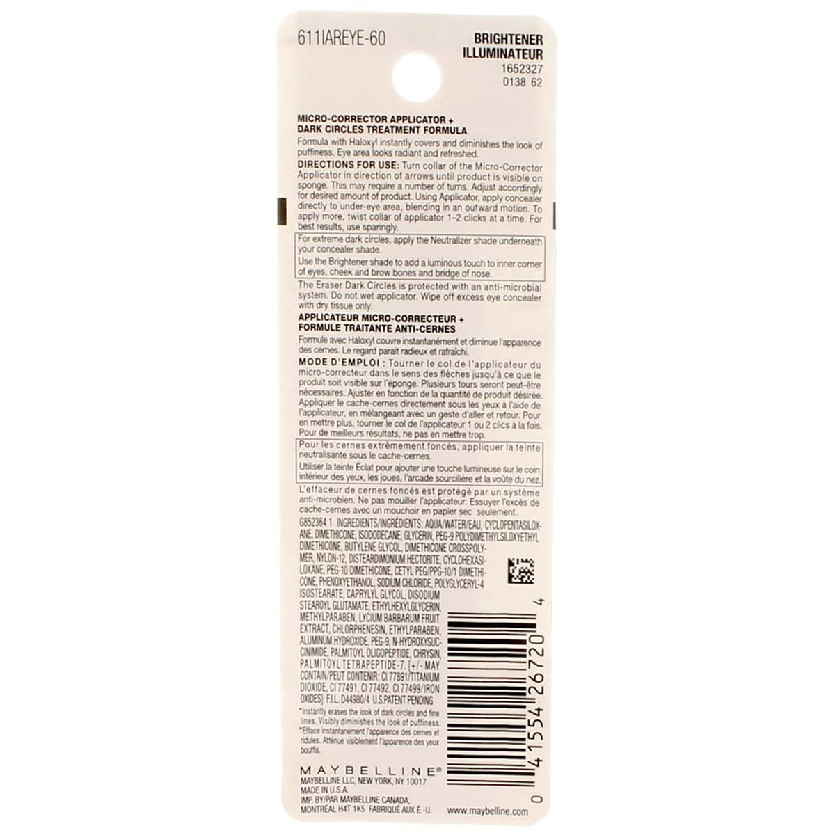 Maybelline Instant Age Rewind Eraser Dark Circles Treatment Concealer, [160] Brightener 0.2 oz (Pack of 6)