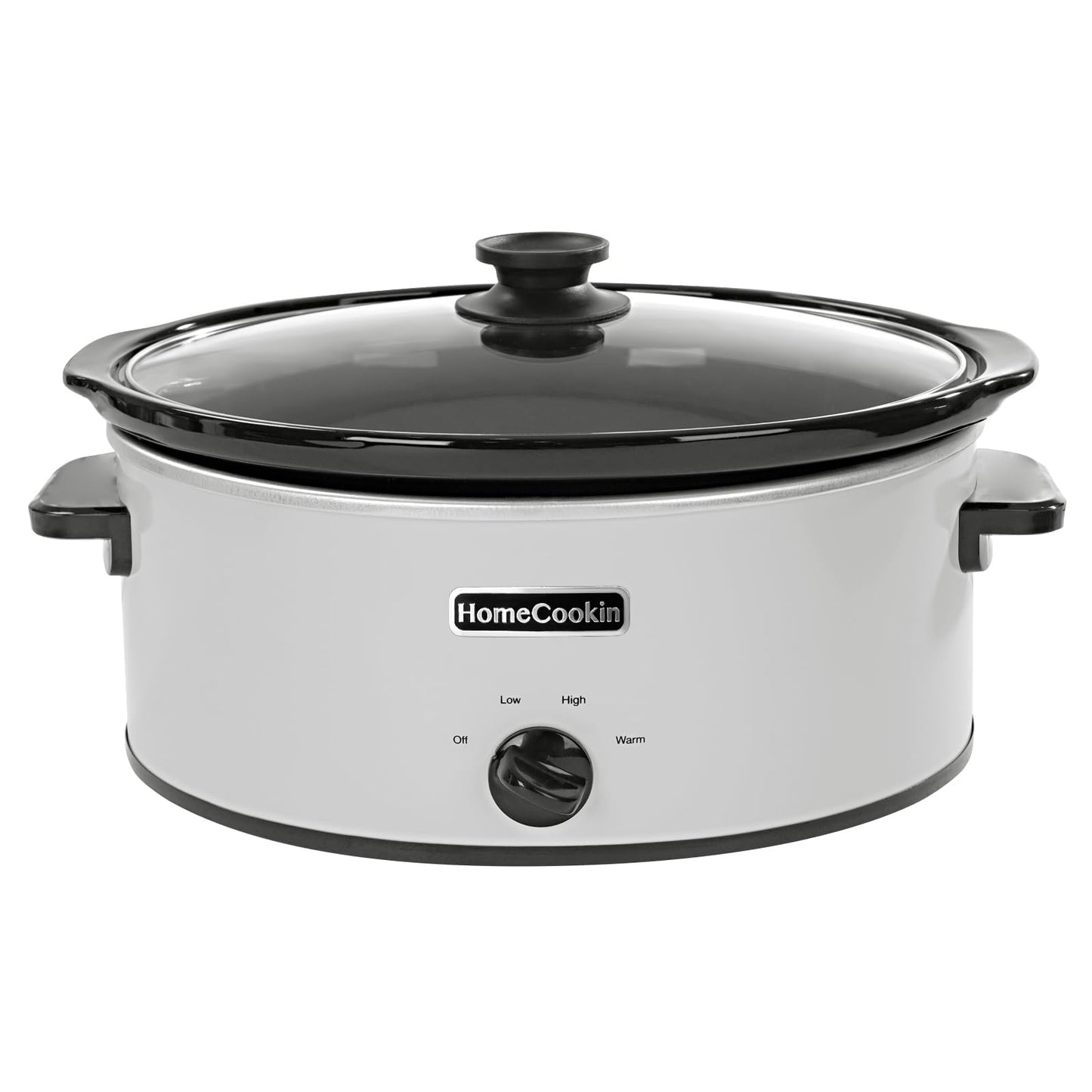 HOMECOOKIN 7 Quart Slow Cooker Oval Manual Pot Food Warmer with 3 Cooking Settings, Black Stainless Steel