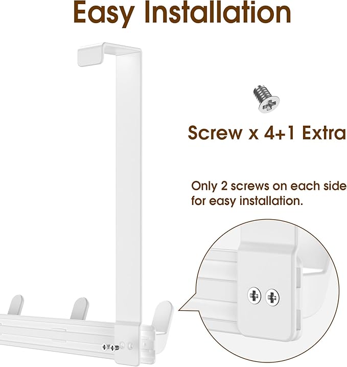 Long Over The Door Hooks with 15.75-inch Arms for Easier Access by Women, Heavy Duty Door Hanger for Winter Coat, L16U, Fits Standard 1 3/8'' Doors, Towel Racks Organization, White