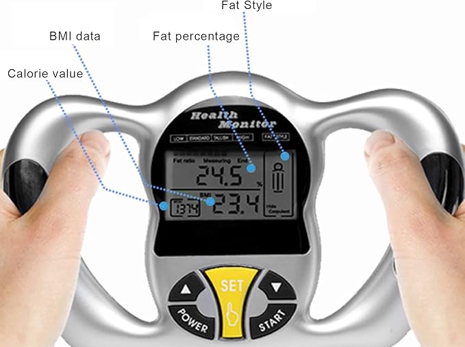 Handheld Body Fat Measuring Instrument BMI Meter, Body Fat Tester, Body Composition Smart Scale Analyzer, Tracks Heart Health, Vascular Age, BMI, Fat, Muscle & Bone Mass, Water