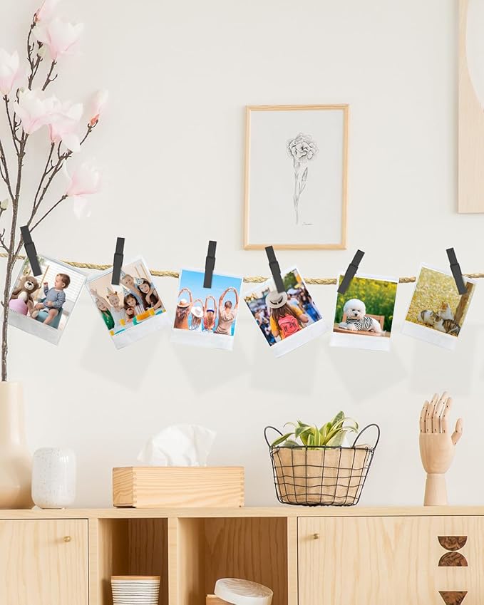 100 Pack Black Clothespins 2.9 Inch, Heavy-Duty Wood Rust-Resistant Clothes Pins, Solid Birch Clips for Laundry, Photo Wall Displays, Craft Projects & Classroom Decoration