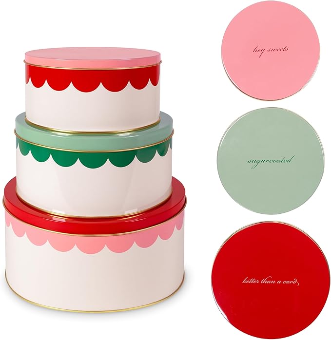 kate spade new york Round Cookie Tin Set of 3, Hey Sweets
