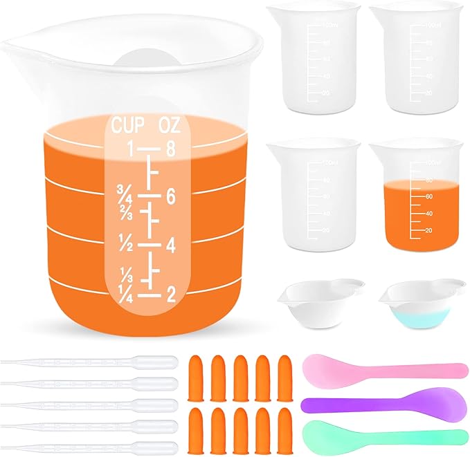 YITIAOXIAOYU Silicone Resin Measuring Cups, 600ml with Stir Sticks