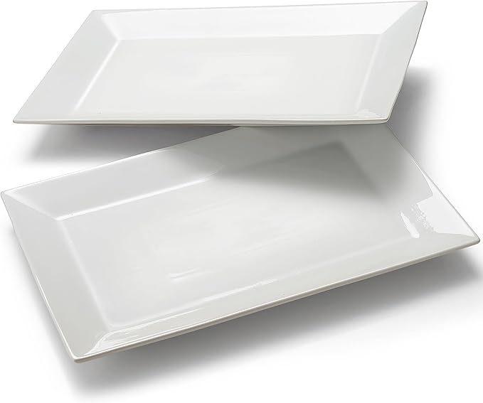 Meideal 18" x 12" Large Serving Platters Set of 2, Porcelain Serving Trays