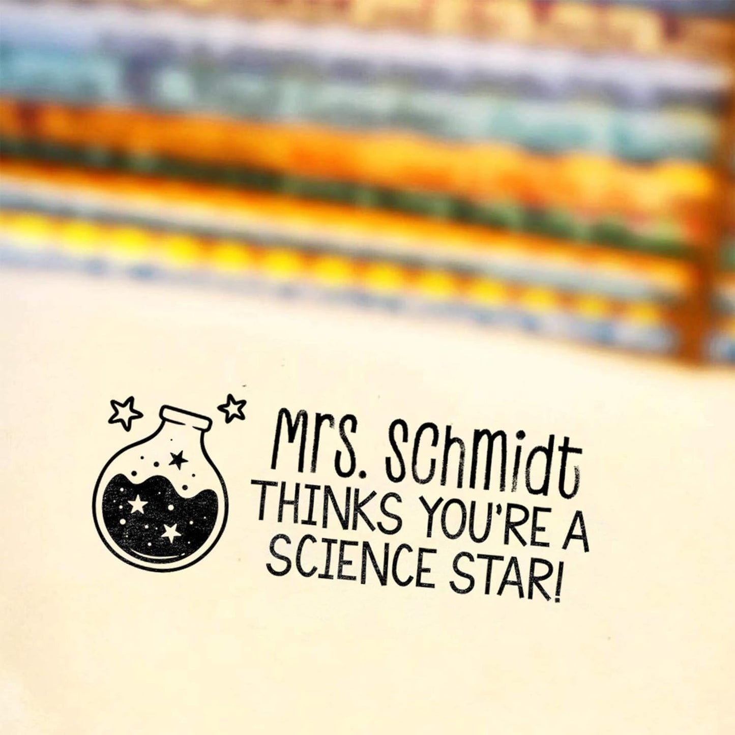 Custom Self-Inking Stamps | 49 Designs | Fun Phrases | Grading Made Easy | Classroom & Library Book Stamps (Science Star, Xtra Large)sexOut etcse