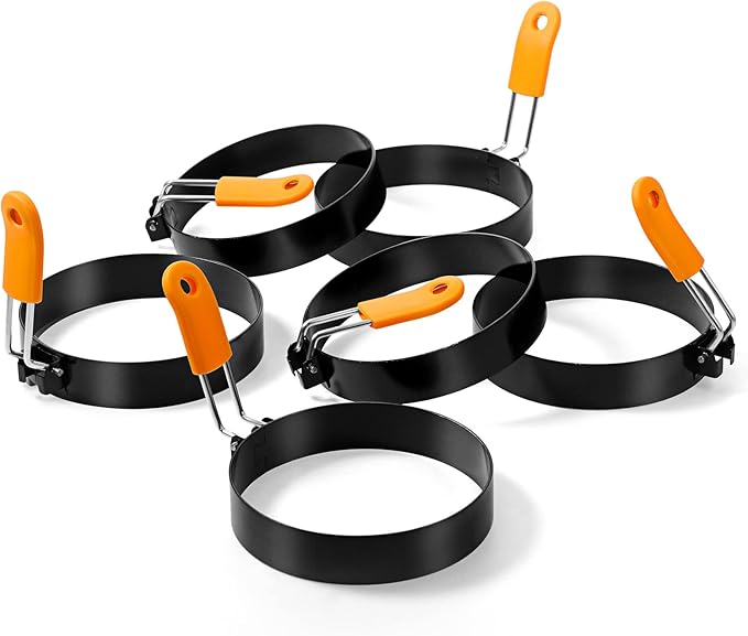 Patelai 6 Pcs Egg Rings for Griddle Nonstick Pancake Molds,4, 6 Inch