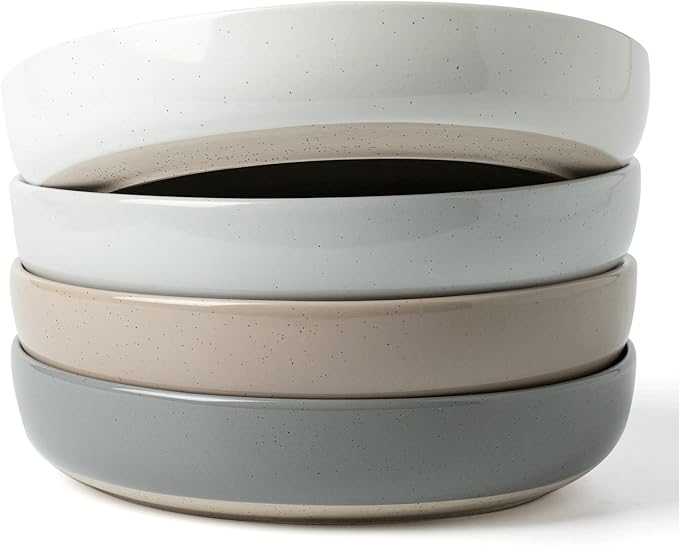 famiware Milkyway 33 oz Pasta Bowls Set of 4, Dark Gray
