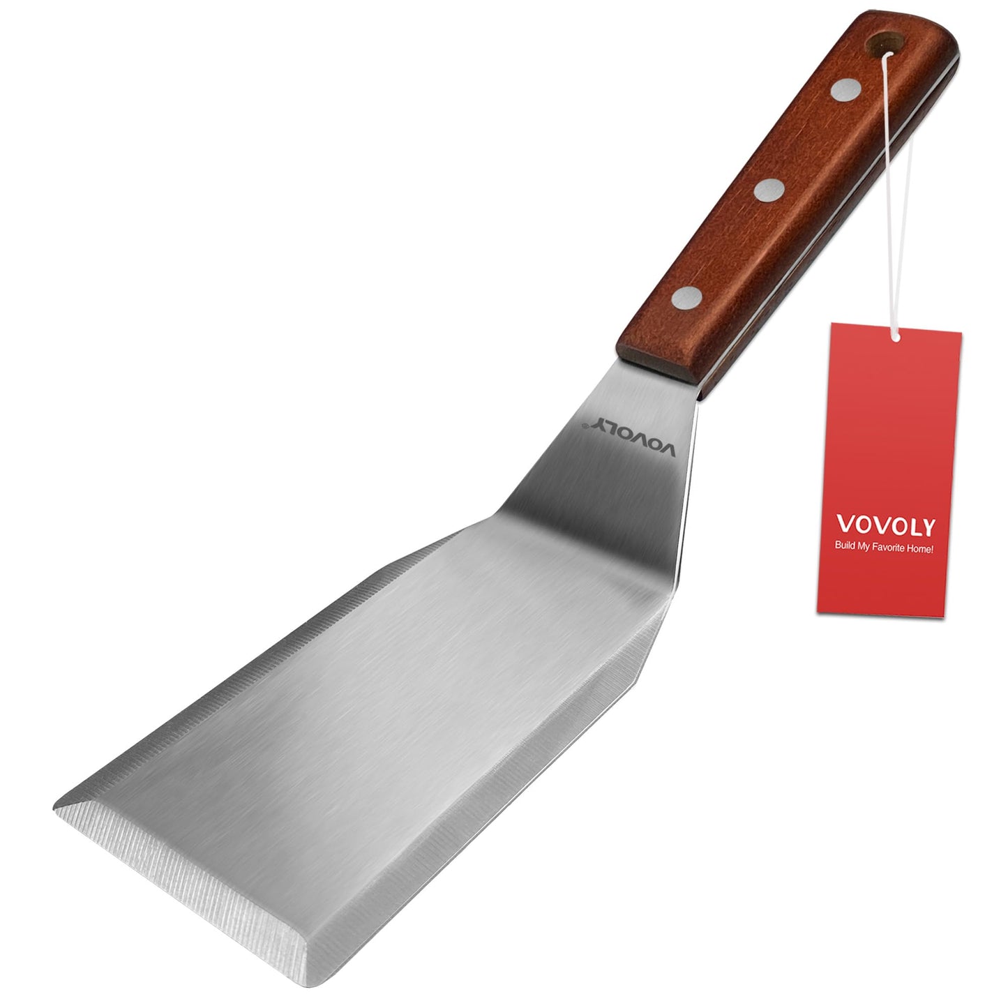 Professional Metal Spatula for Cast Iron Skillets and Flat Top Grills, Full Tang Silicone Handle,Thickened Stainless Steel Blade, Smash Burger Spatula Turner for Flipper, Cooking, BBQ, 5 x 2.75 Inch