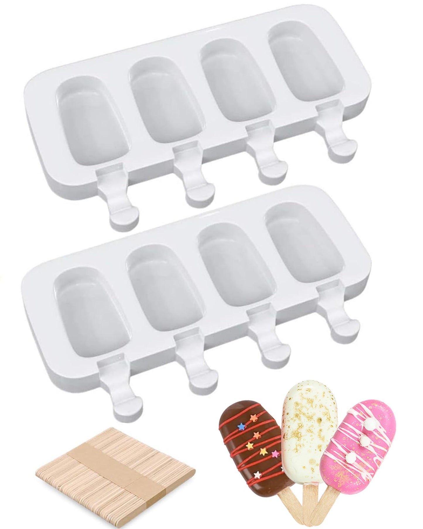 Ouddy Life Popsicle Molds Set of 2, Ice Pop Molds Silicone Cake Pop Mold