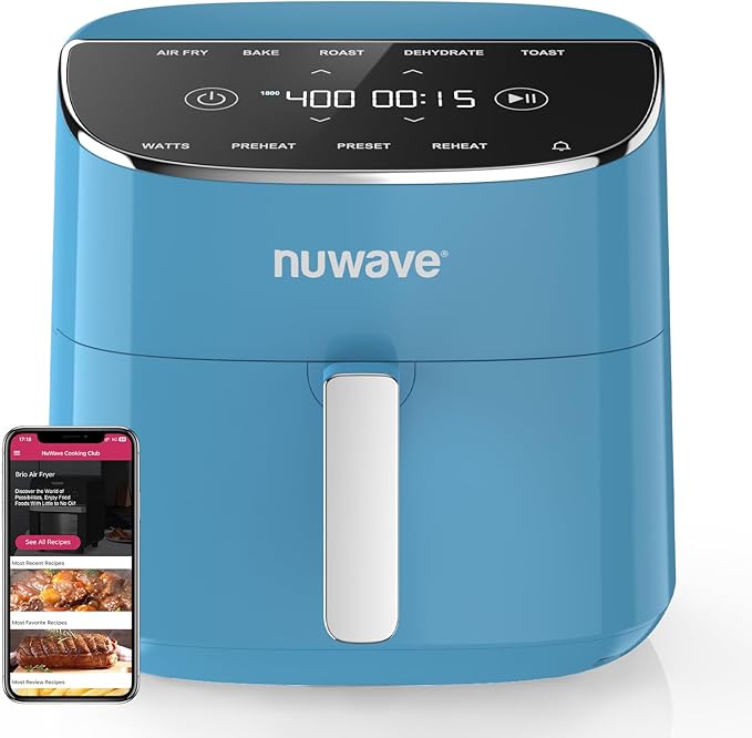Nuwave Brio Plus Air Fryer 8 Qt, New & Improved, PFAS-Free Ceramic Coating
