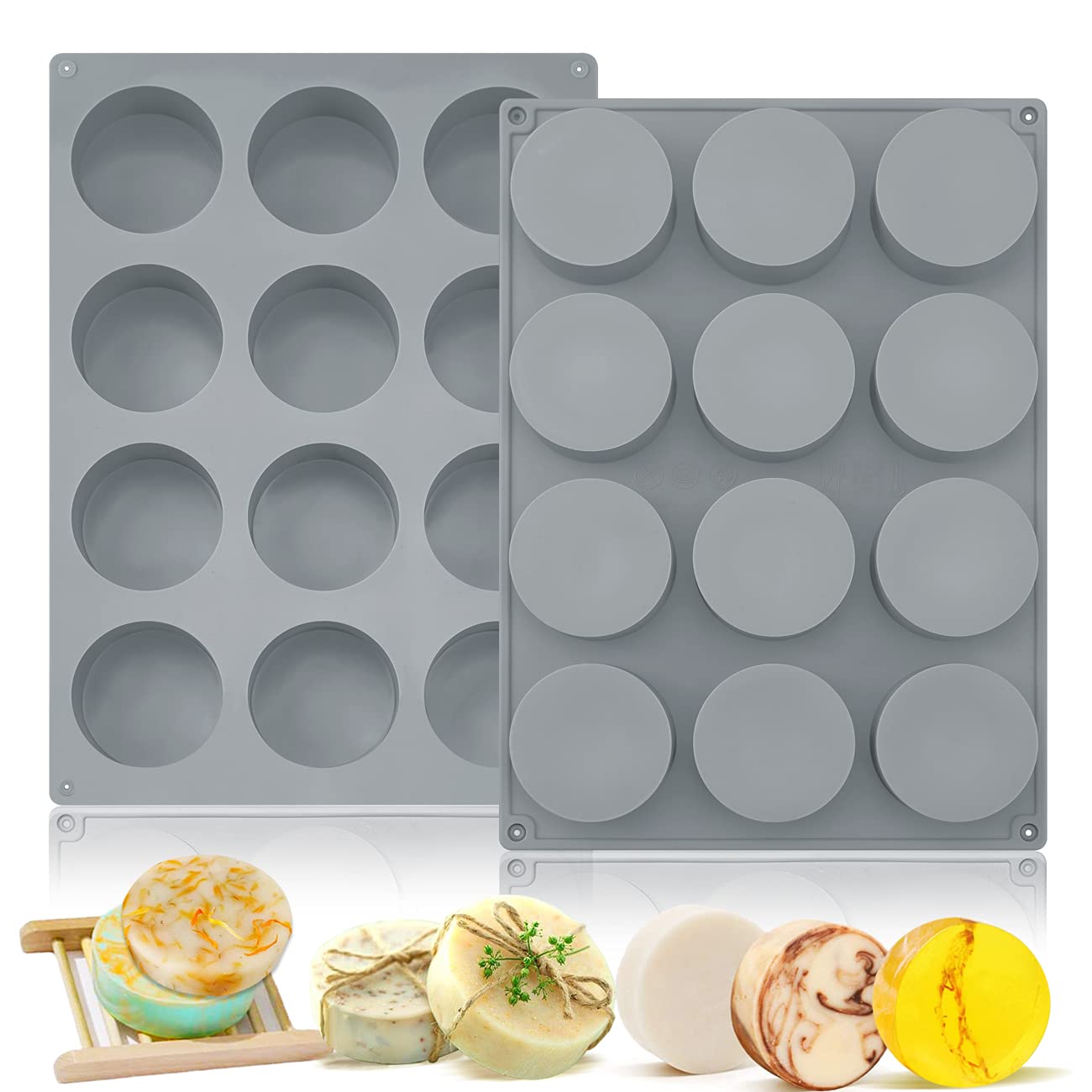 Moukiween Round Silicone Soap Molds, 2PCS Girls Cylinder Silicone Molds