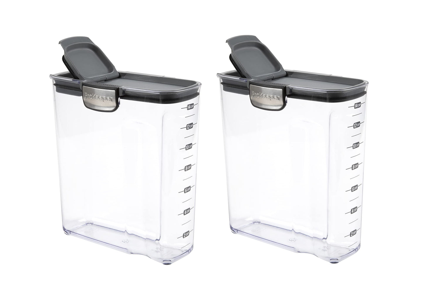Progressive International ProKeeper+ Clear Plastic Airtight Food Baker's Kitchen Storage Organization Container Canister Set with Magnetic Accessories, 2- Piece Set (Cereal 4.5-Quart)