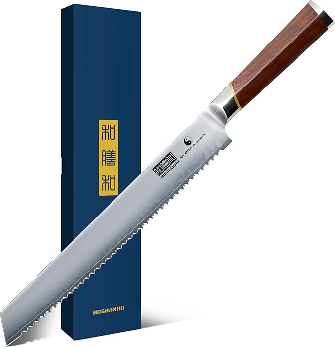 HOSHANHO 10" Bread Knife, Japanese Serrated Knife for Homemade, Sourdough