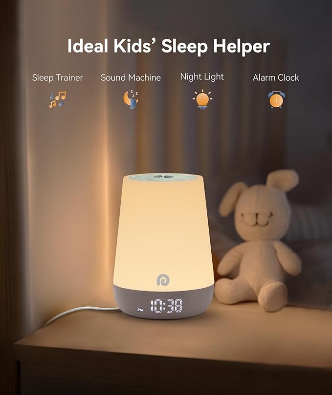 Dreamegg Sound Machine Baby - White Noise Sound Machine Baby With Night Light, Ok to Wake Alarm Clock, 34 Soothing Sounds, Sleep Trainer, Routine Builder, App Control for Kids Nursery Sleeping Bedroom
