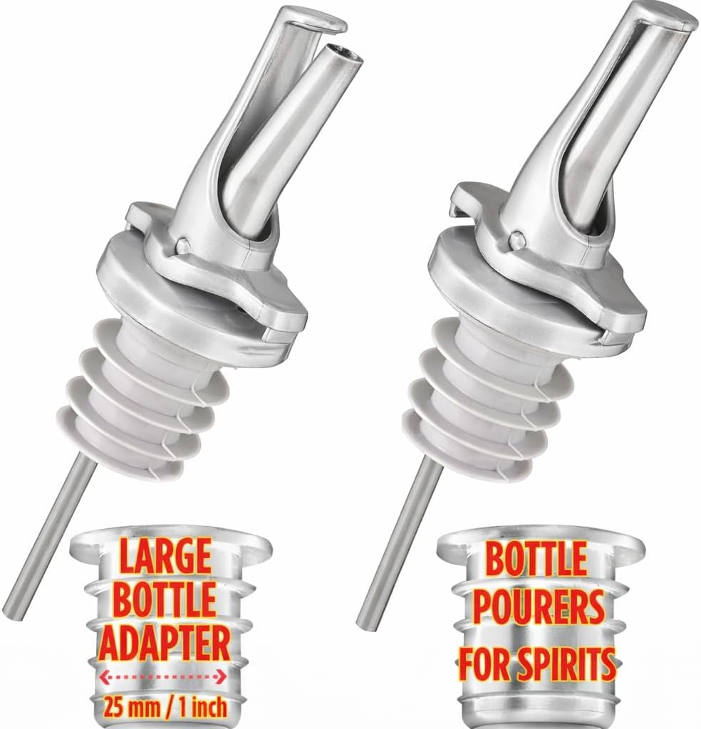 Olive Oil Spout for Olive Oil Dispenser - UK Patented Oil Pourer - Mid Flow Shut Off for Accurate Measurement - One Handed Open & Close Cap Keeps Oil Fresh and Prevents Oxidization - Green 6 Pack
